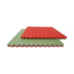 Tapis puzzle de Karaté, épaisseur 22 mm, vert kaki/rouge